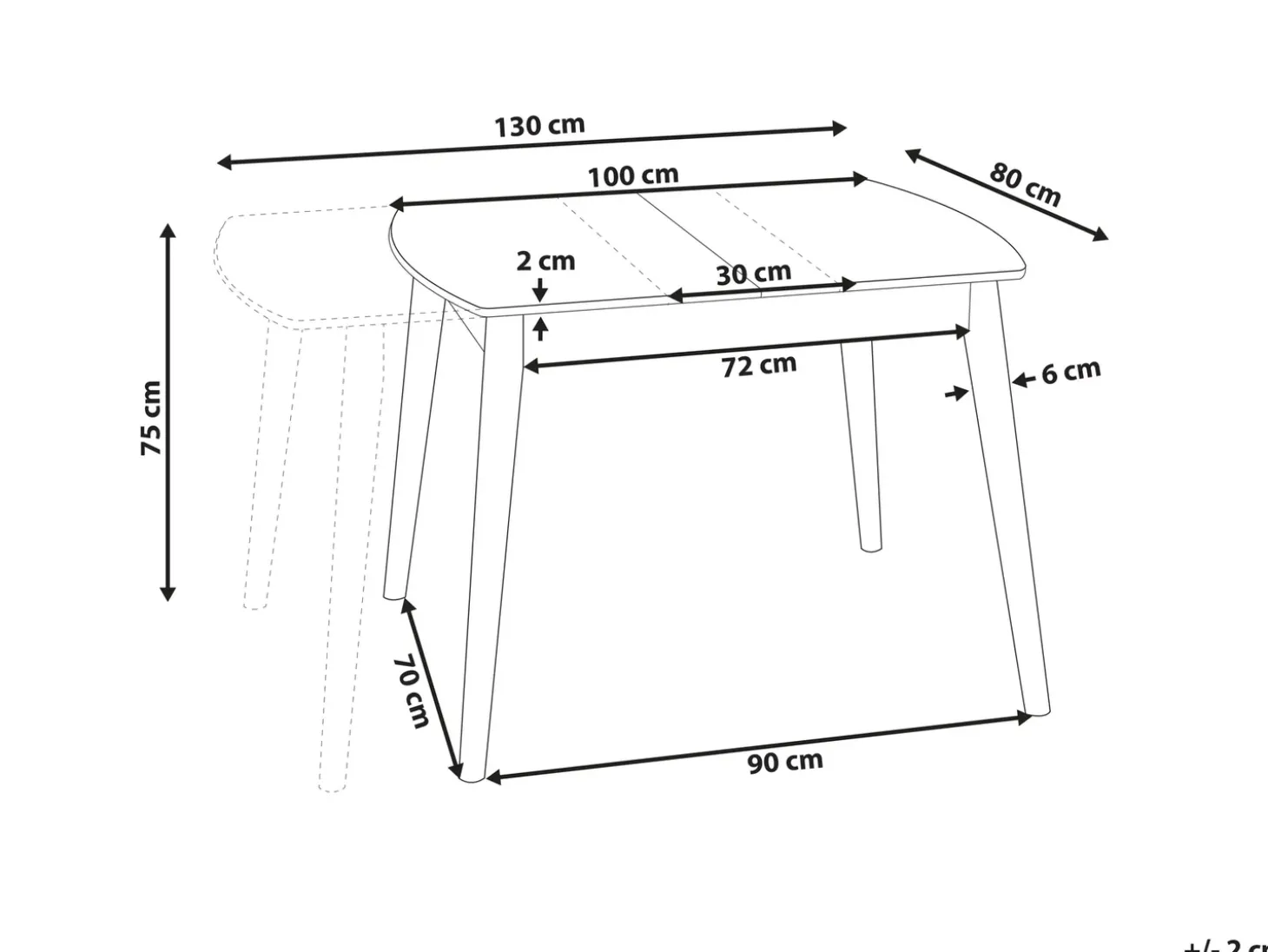 Clearance Stół do jadalni rozkładany TOMS Jasno 100/130 cm 80 cm Stoły Do Jadalni|Wszystkie Stoły