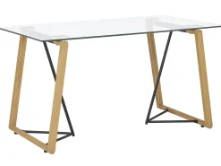 Discount Stół do jadalni TACOMA Jasnobrązowy 140 cm 80 cm Szkło hartowane Stoły Do Jadalni|Wszystkie Stoły