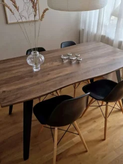 New Stół do jadalni WITNEY Ciemnobrązowy 160 cm 90 cm Stoły Do Jadalni|Wszystkie Stoły
