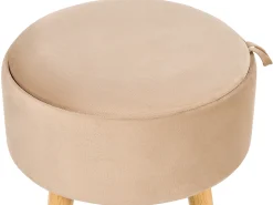Stołek ze schowkiem NEELY Welur Beżowy