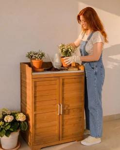 Stół ogrodniczy TEREVILLE Drewno jodłowe 100 cm 67 cm Brązowy