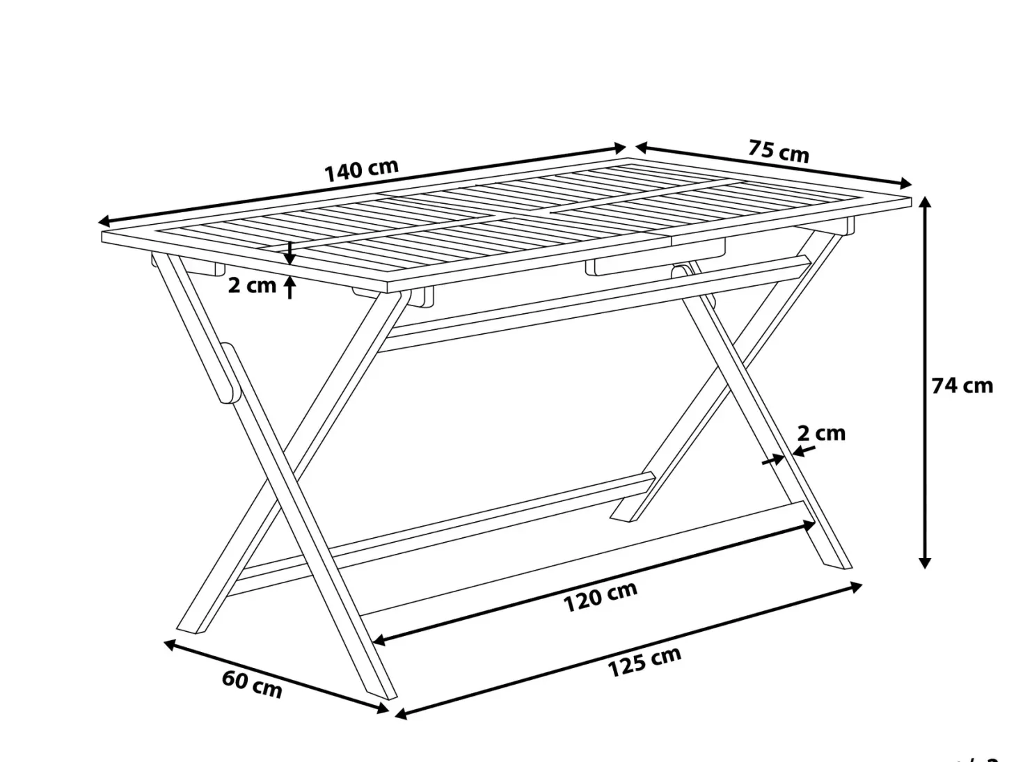 Stół ogrodowy CENTO 140 cm 75 cm Drewno akacjowe Brązowy