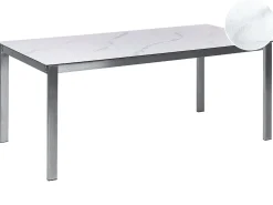 Stół ogrodowy COSOLETO 180 cm 90 cm Efekt marmuru Szkło Biały