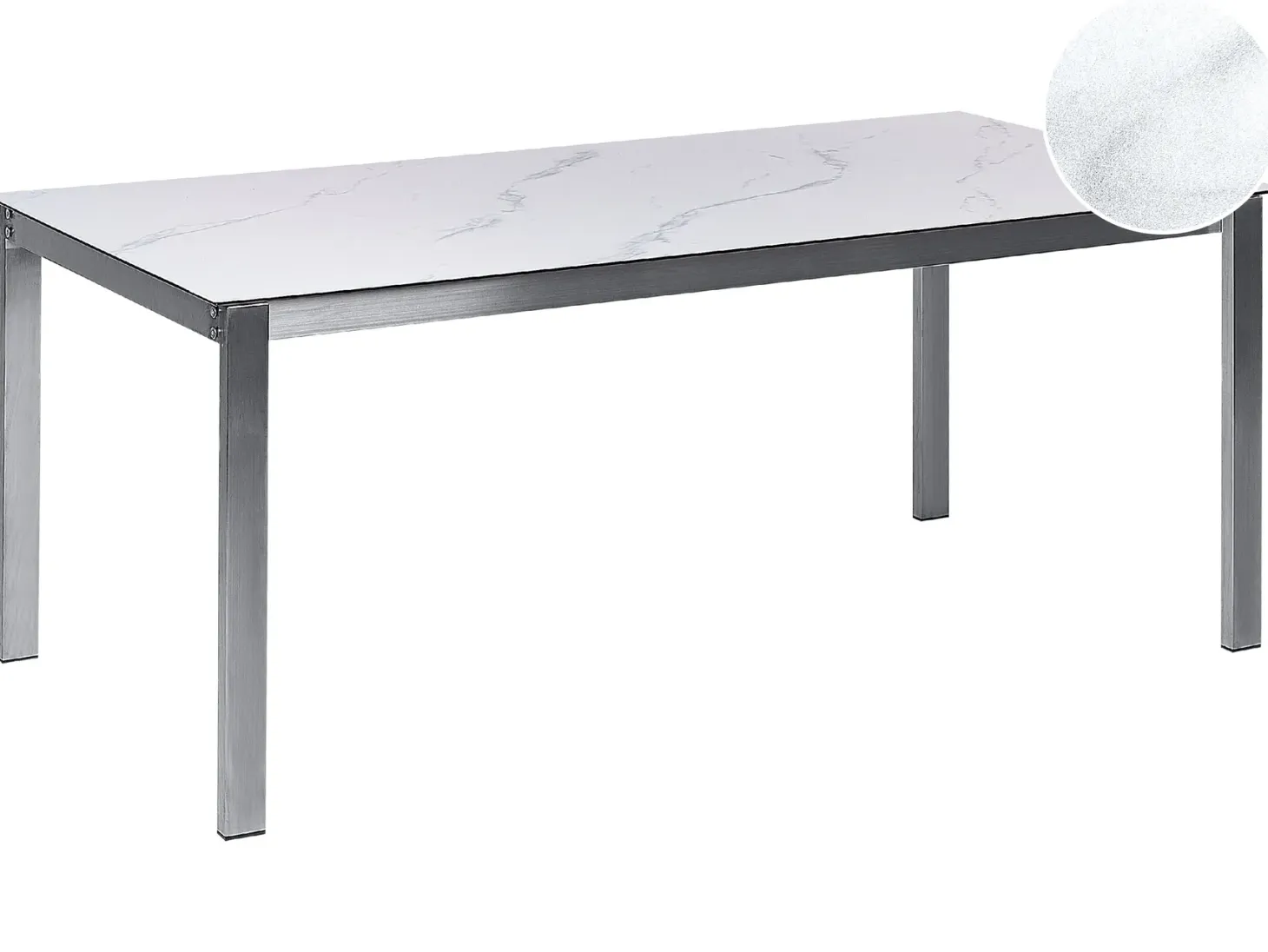Stół ogrodowy COSOLETO 180 cm 90 cm Efekt marmuru Szkło Biały