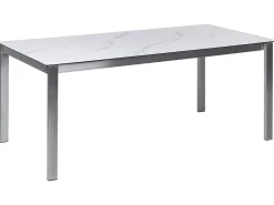 Stół ogrodowy COSOLETO 180 cm 90 cm Efekt marmuru Szkło Biały