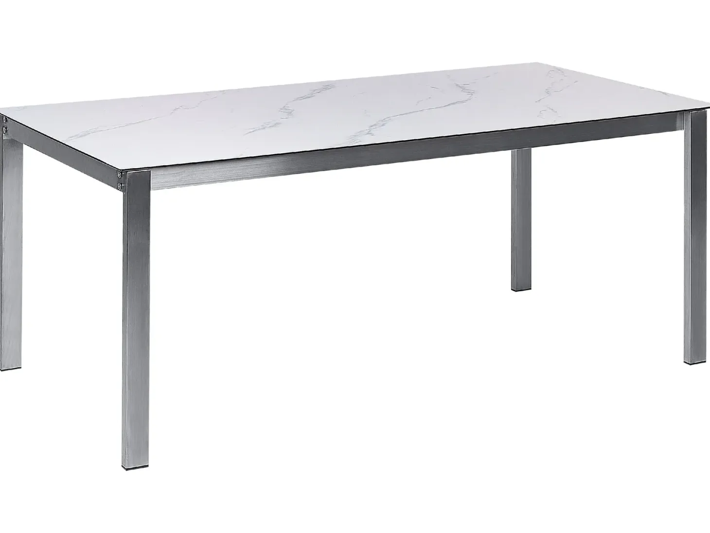Stół ogrodowy COSOLETO 180 cm 90 cm Efekt marmuru Szkło Biały