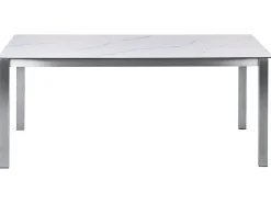 Stół ogrodowy COSOLETO 180 cm 90 cm Efekt marmuru Szkło Biały