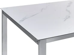 Stół ogrodowy COSOLETO 180 cm 90 cm Efekt marmuru Szkło Biały