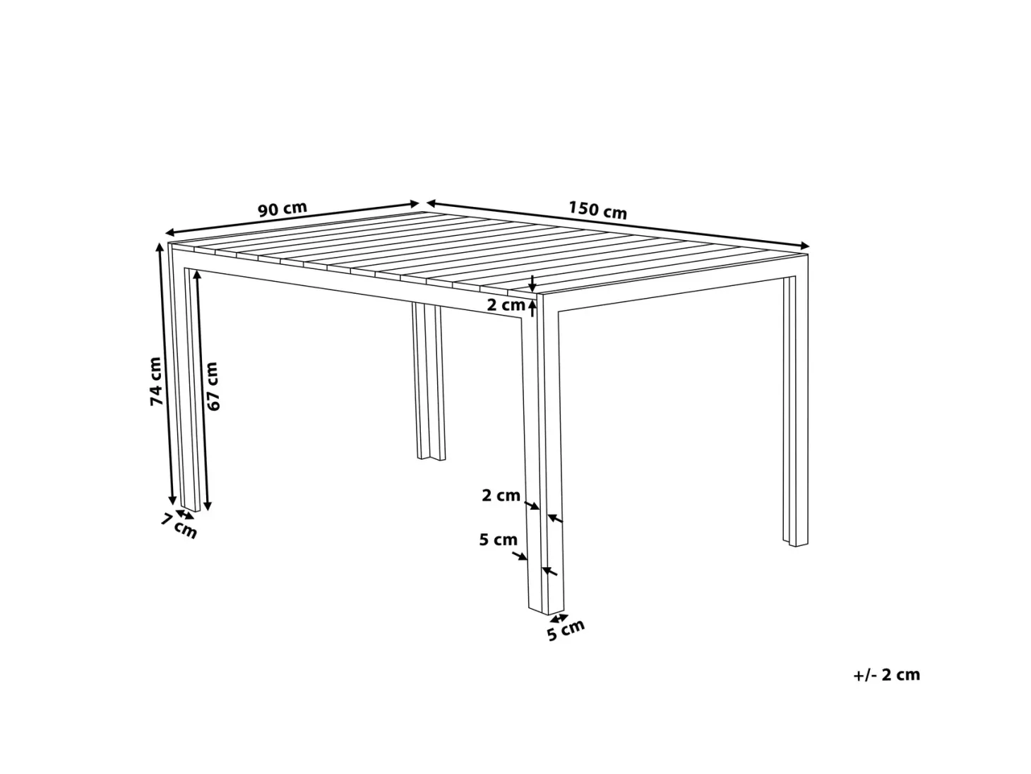Stół ogrodowy dla 6 osób COMO 150 cm 90 cm Beżowy
