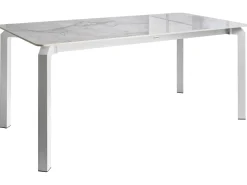 Stół ogrodowy FELETTO 180 cm 90 cm Kamień Biały marmur