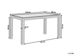 Stół ogrodowy FOSSANO 140 cm 80 cm Jasnoszary