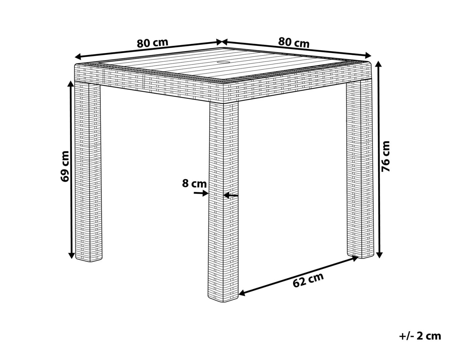 Stół ogrodowy FOSSANO 80 cm 80 cm Jasnoszary