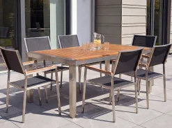 Stół ogrodowy GROSSETO 220 cm 100 cm Drewno eukaliptusowe Brązowy