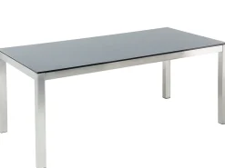 Stół ogrodowy GROSSETO 180 cm 90 cm Szkło hartowane Czarny