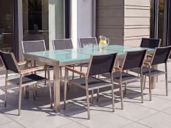 Stół ogrodowy GROSSETO 220 cm 100 cm Szkło tłuczone Przezroczysty