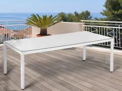 Stół ogrodowy ITALY 220 cm 100 cm Szkło Biały
