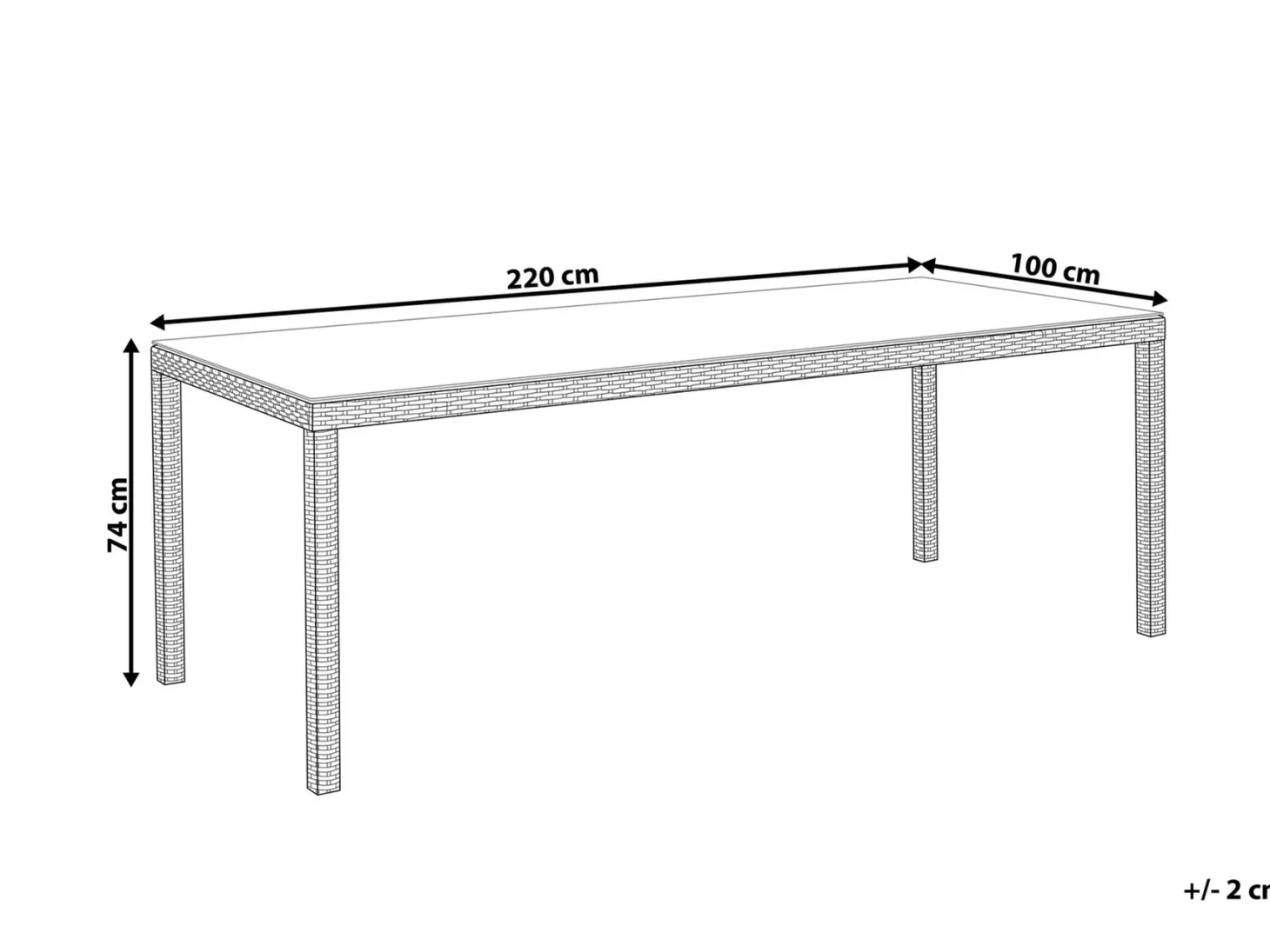 Stół ogrodowy ITALY 220 cm 100 cm Szkło Biały
