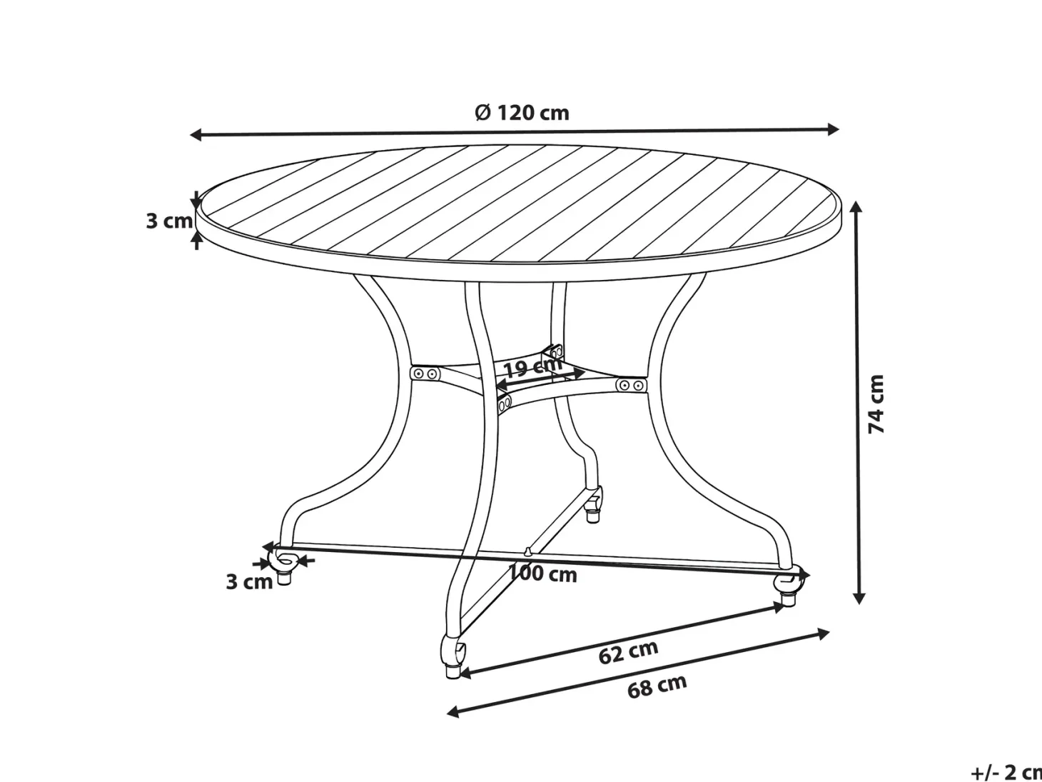 Stół ogrodowy LASCARI 120 cm 120 cm Drewno akacjowe Jasnobrązowy
