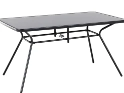Stół ogrodowy LIVO 140 cm 80 cm Szkło Czarny