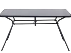 Stół ogrodowy LIVO 140 cm 80 cm Szkło Czarny