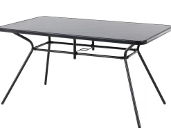 Stół ogrodowy LIVO 140 cm 80 cm Szkło Czarny