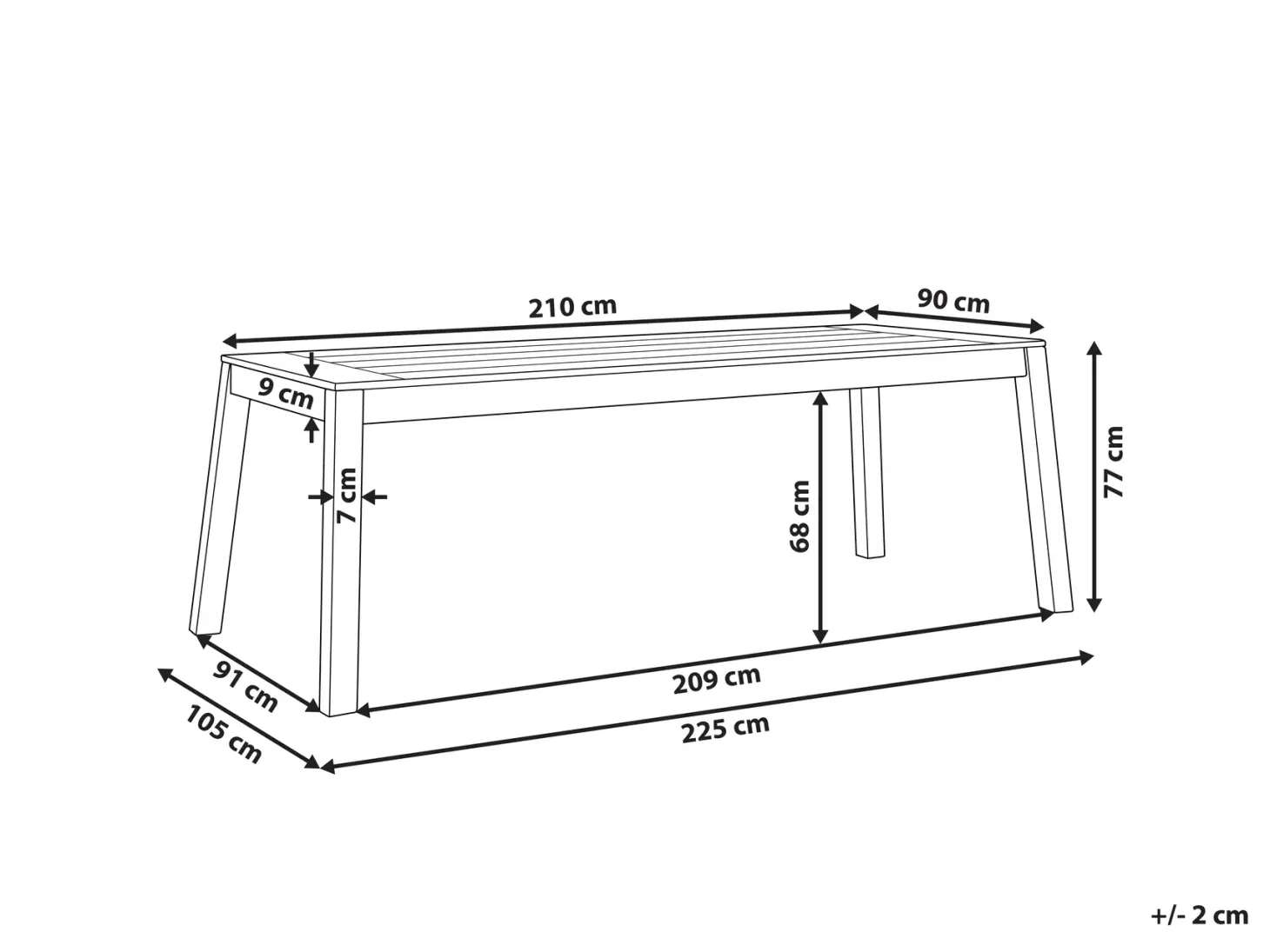 Stół ogrodowy LIVORNO 210 cm 90 cm Drewno akacjowe Brązowy
