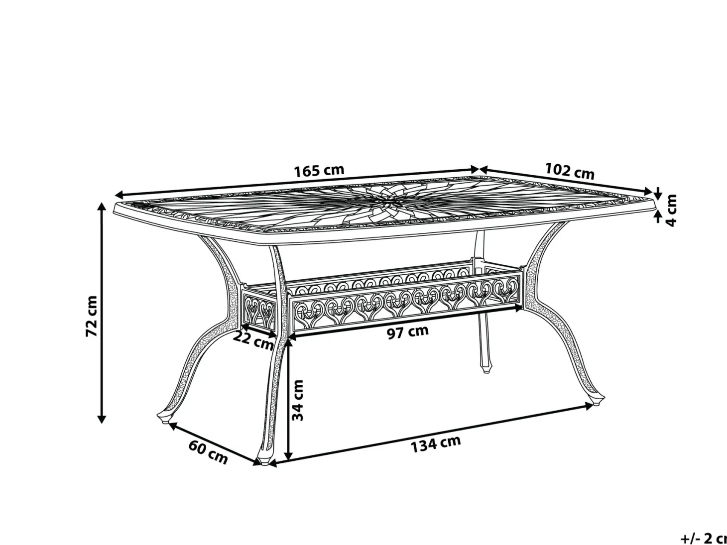 Stół ogrodowy LIZZANO 165 cm 102 cm Metal Ciemnobrązowy