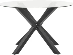 Stół ogrodowy MALETTO 120 cm 120 cm Szkło Czarny
