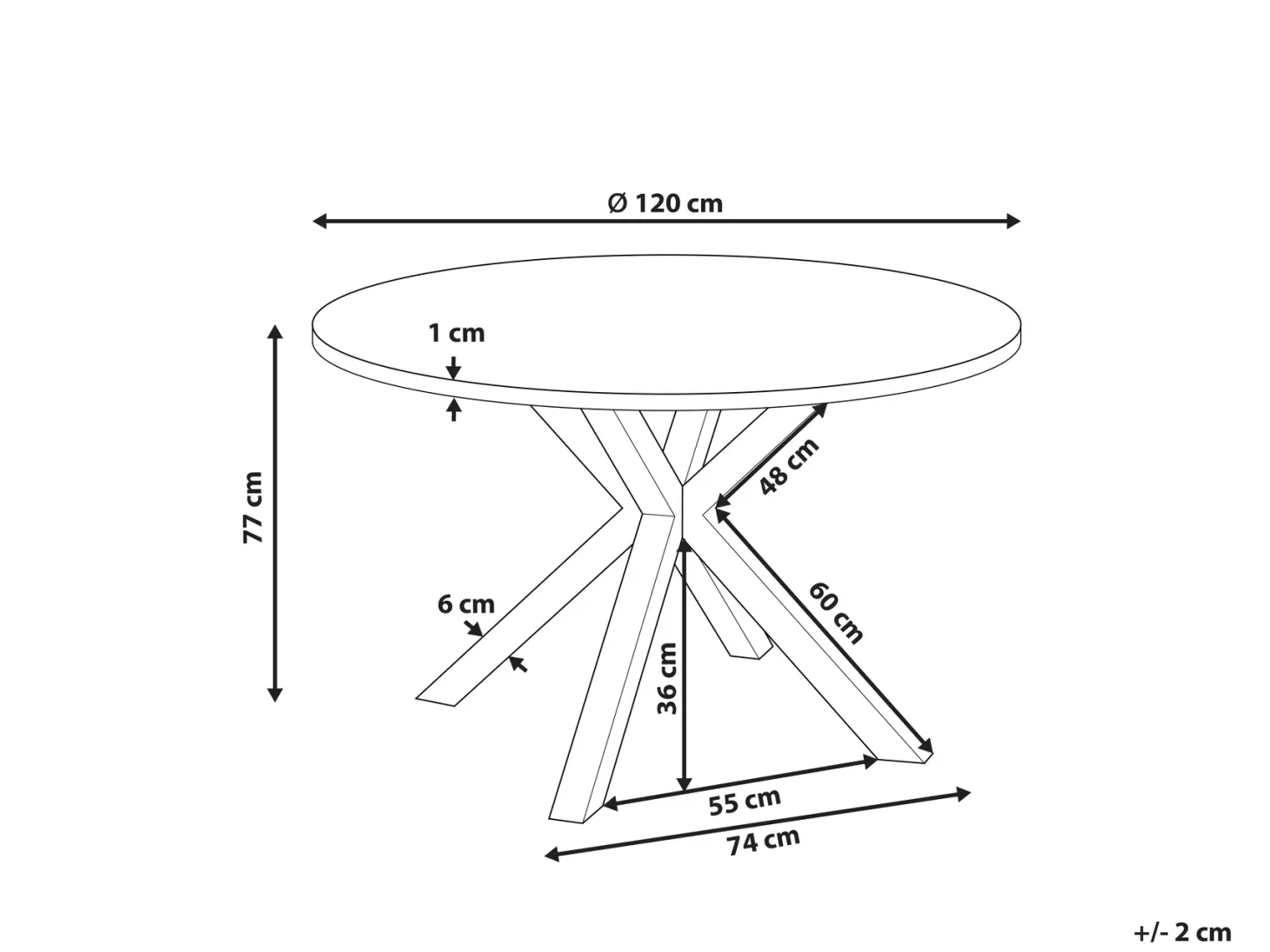 Stół ogrodowy MALETTO 120 cm 120 cm Szkło Czarny