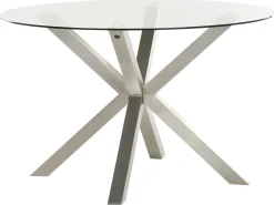Stół ogrodowy MALETTO 120 cm 120 cm Szkło Srebrny