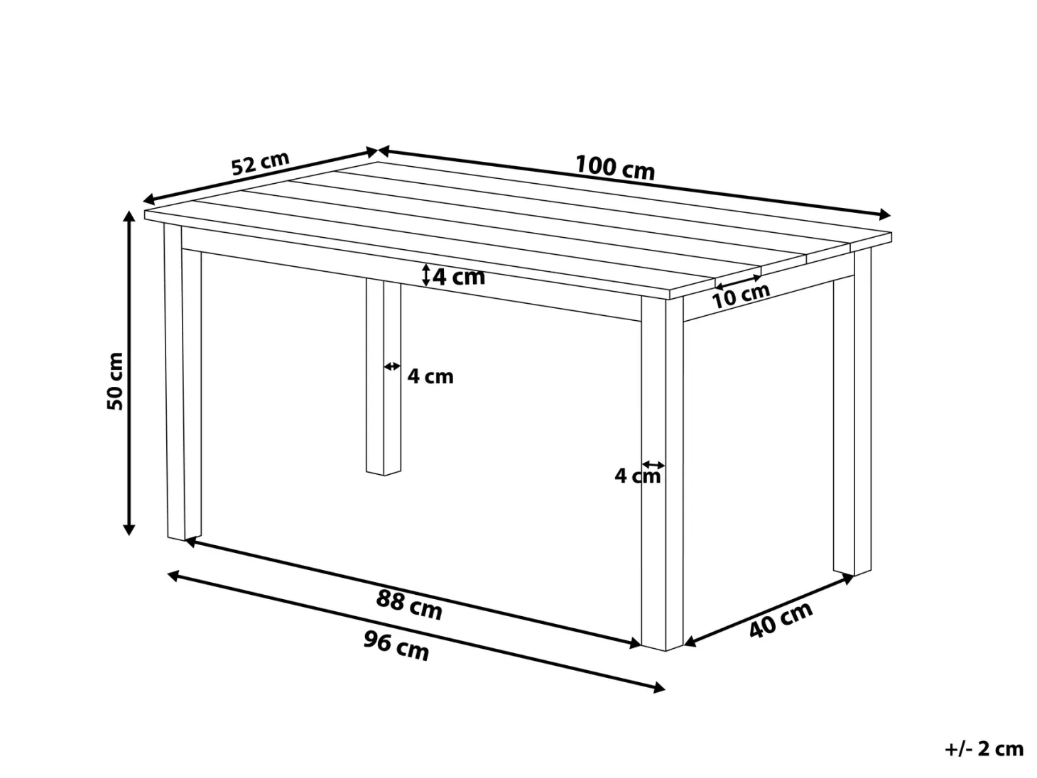 Stół ogrodowy MESSINA 100 cm 52 cm Czarny