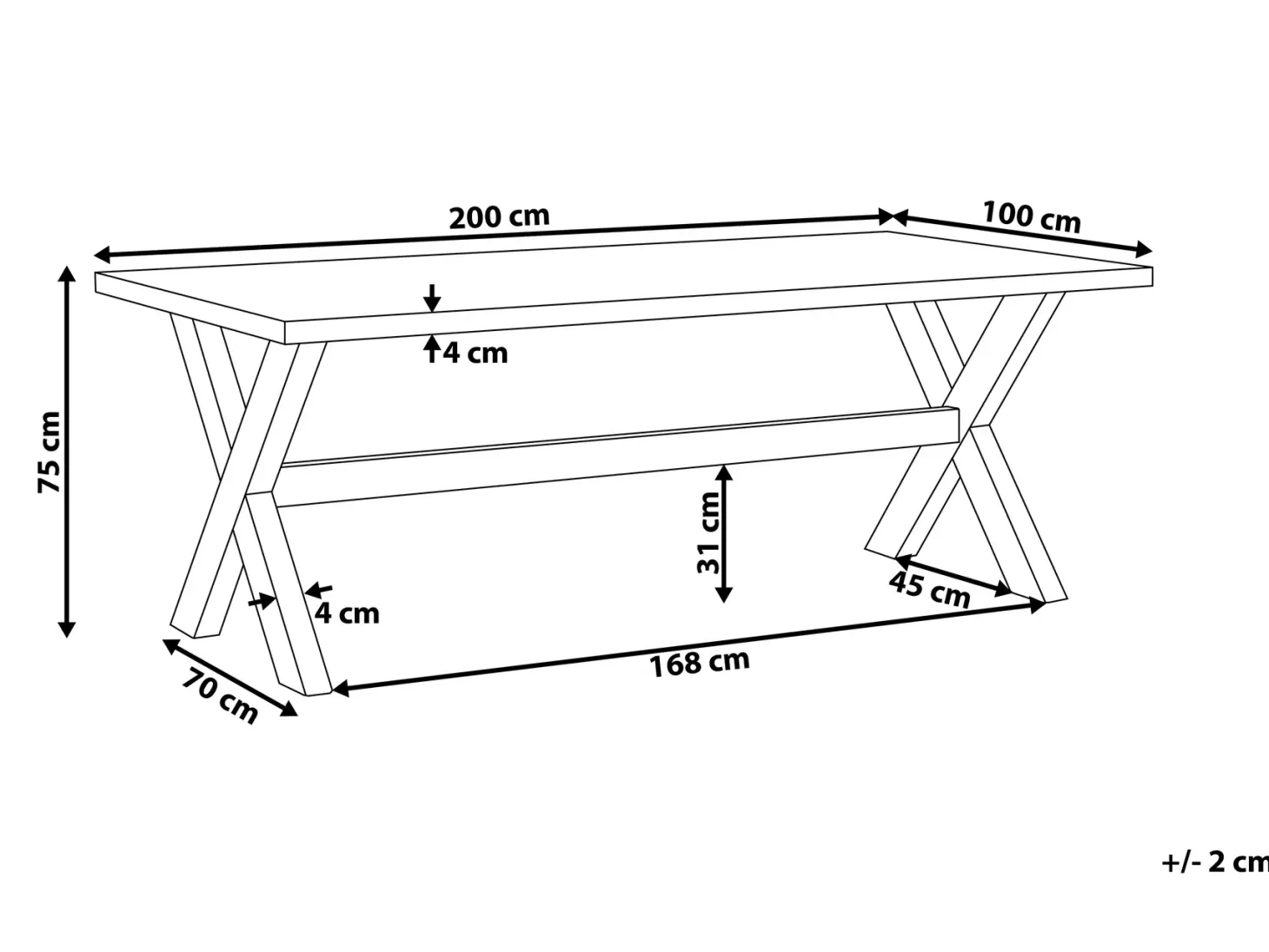 Stół ogrodowy OLBIA 200 cm 100 cm Beton Biały