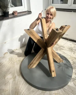 Stół ogrodowy OLBIA 90 cm 90 cm Beton Szary