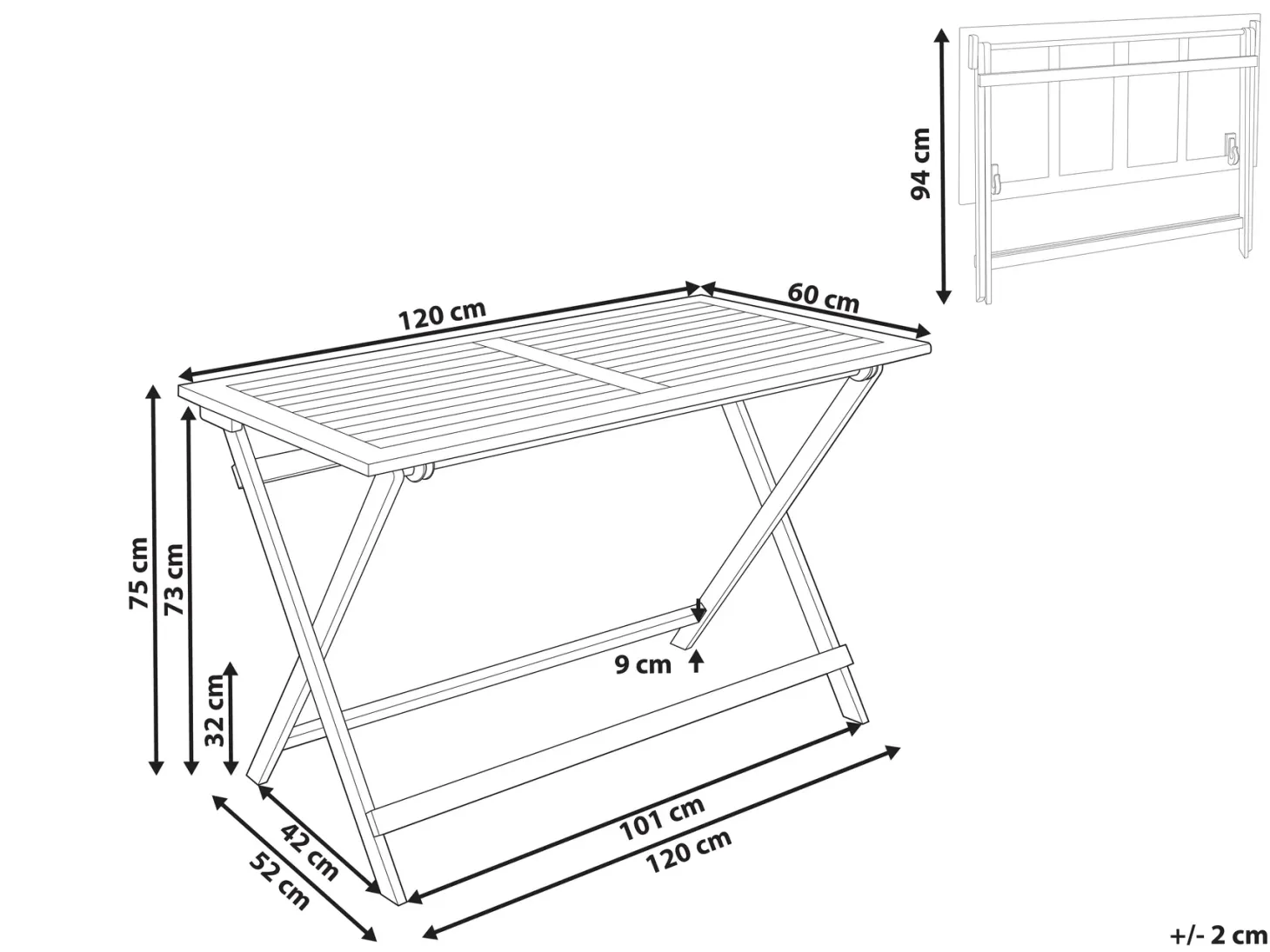 Stół ogrodowy PROSSEDI 120 cm 60 cm Drewno akacjowe Brązowy