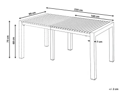 Stół ogrodowy rozkładany ARDESIO 160/220 cm 90 cm Metal Ciemnoszary