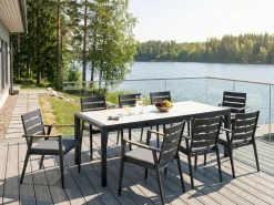 Stół ogrodowy rozkładany BINASCO 160/220 cm 90 cm Beżowy