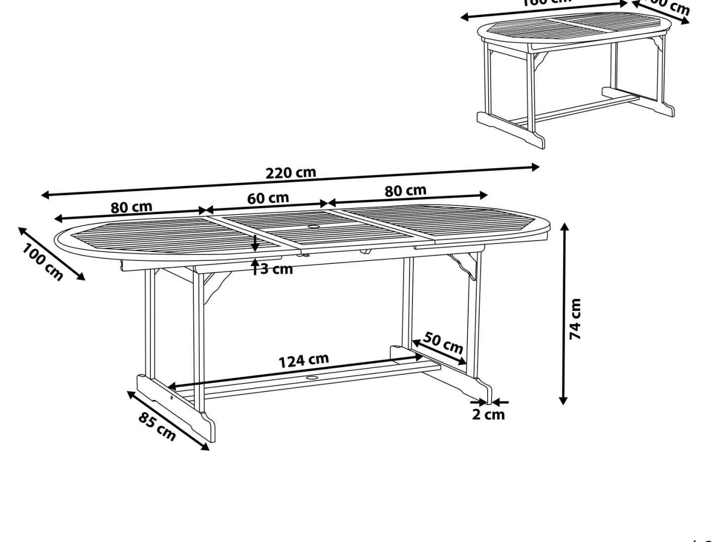 Stół ogrodowy rozkładany MAUI 160/220 cm 100 cm Drewno akacjowe Jasnobrązowy