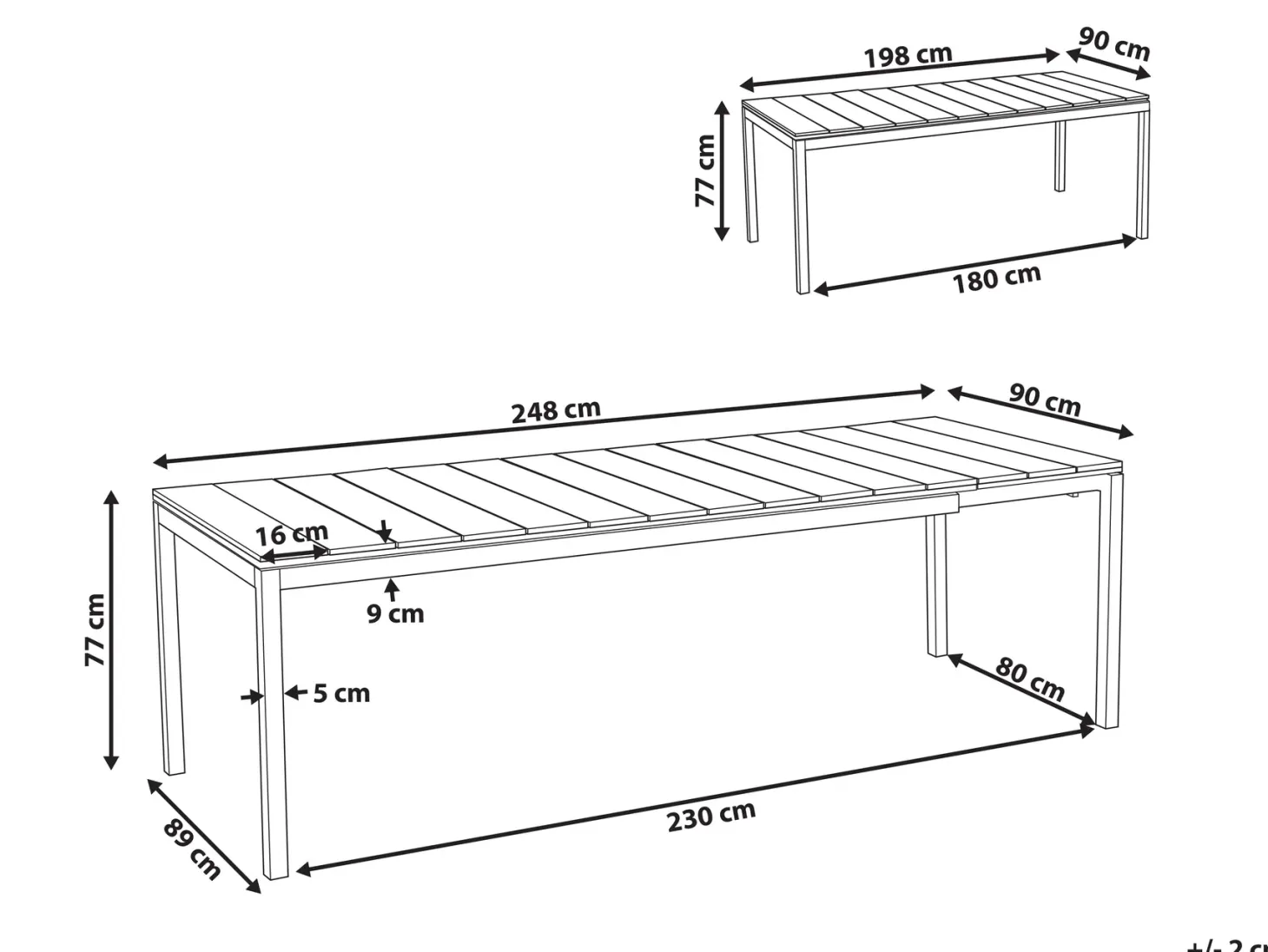 Stół ogrodowy rozkładany TOFANE 198/248 cm 90 cm Szary