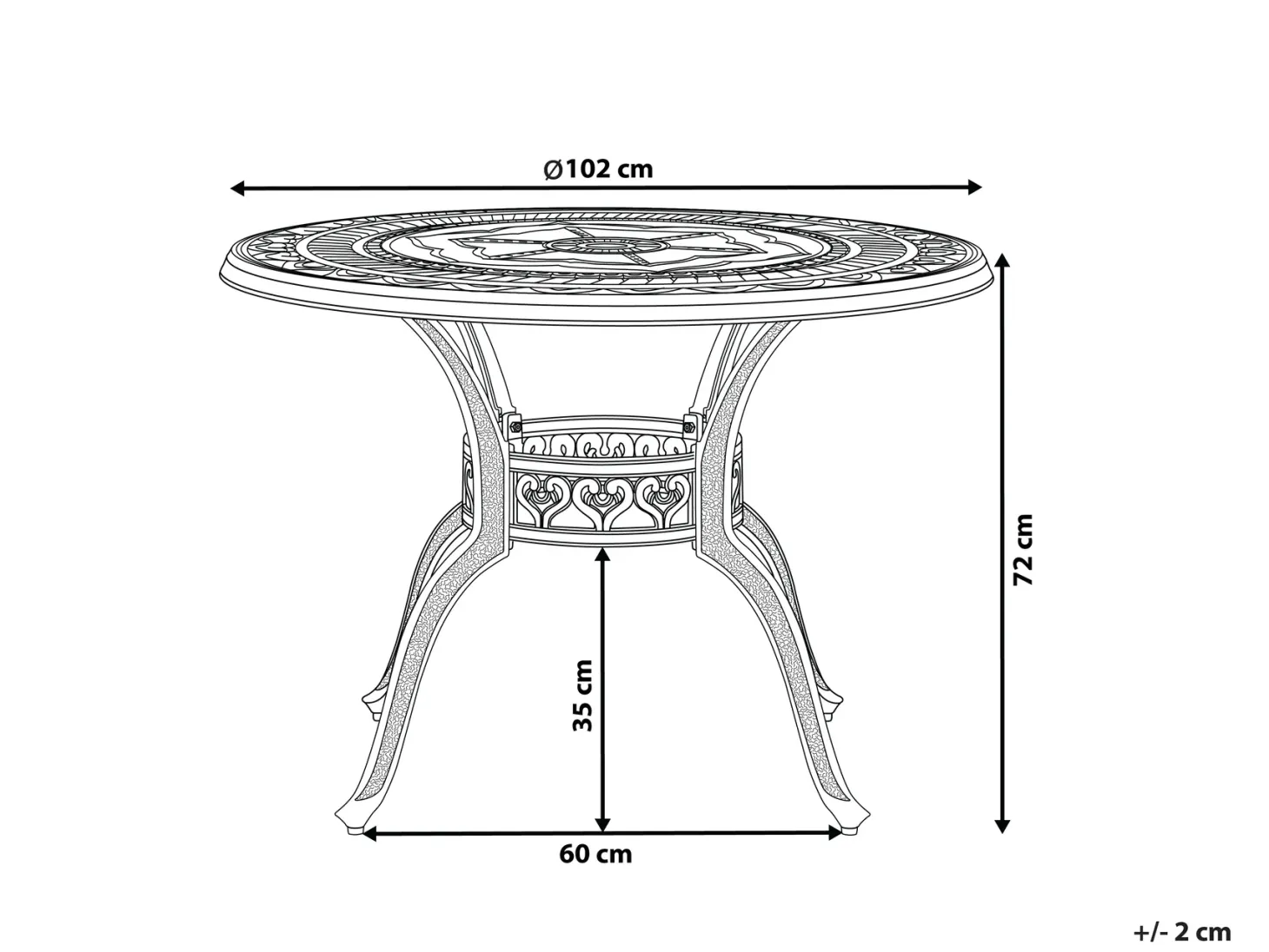 Stół ogrodowy SALENTO 102 cm 102 cm Metal Ciemnobrązowy