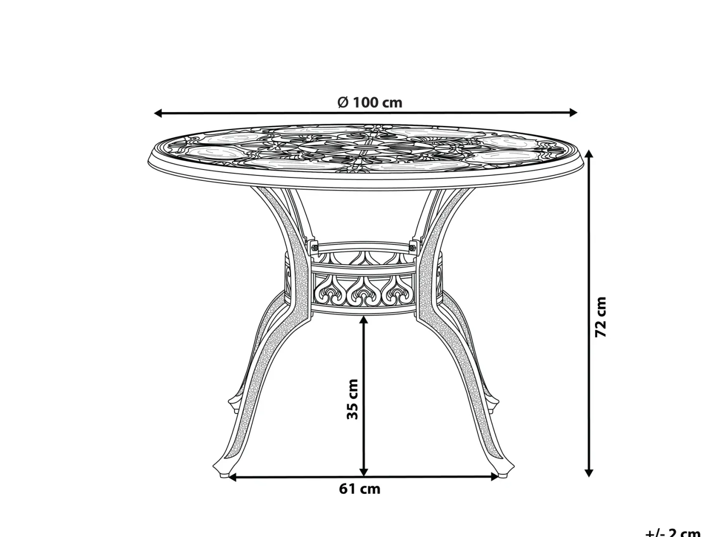 Stół ogrodowy SAPRI 100 cm 100 cm Metal Ciemnobrązowy