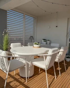 Stół ogrodowy SIRMIONE 200 cm 110 cm Efekt lastryko Białe lastryko