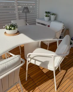 Stół ogrodowy SIRMIONE 200 cm 110 cm Efekt lastryko Białe lastryko