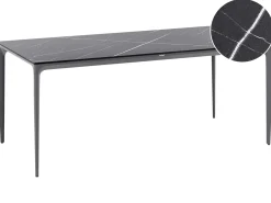 Stół ogrodowy SOVARETO 180 cm 90 cm Efekt marmuru Czarny marmur
