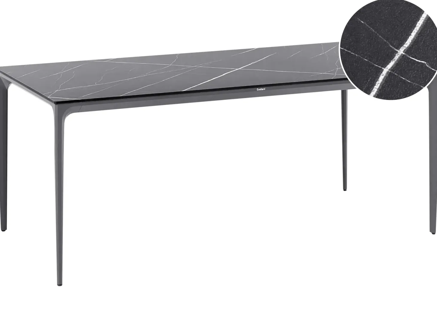 Stół ogrodowy SOVARETO 180 cm 90 cm Efekt marmuru Czarny marmur