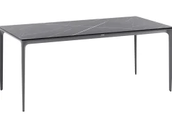 Stół ogrodowy SOVARETO 180 cm 90 cm Efekt marmuru Czarny marmur