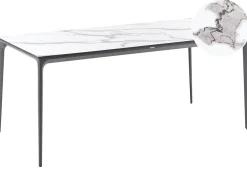 Stół ogrodowy SOVARETO 180 cm 90 cm Efekt marmuru Biały marmur