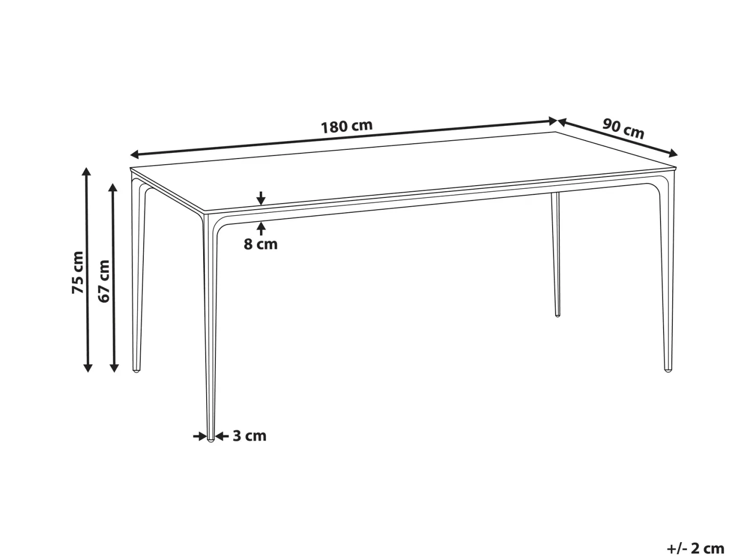 Stół ogrodowy SOVARETO 180 cm 90 cm Efekt marmuru Biały marmur