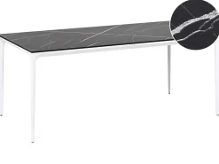 Stół ogrodowy SOVARETO 180 cm 90 cm Efekt marmuru Czarny marmur