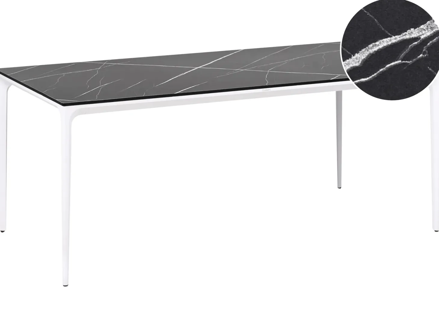 Stół ogrodowy SOVARETO 180 cm 90 cm Efekt marmuru Czarny marmur