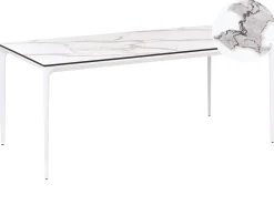 Stół ogrodowy SOVARETO 180 cm 90 cm Efekt marmuru Biały marmur